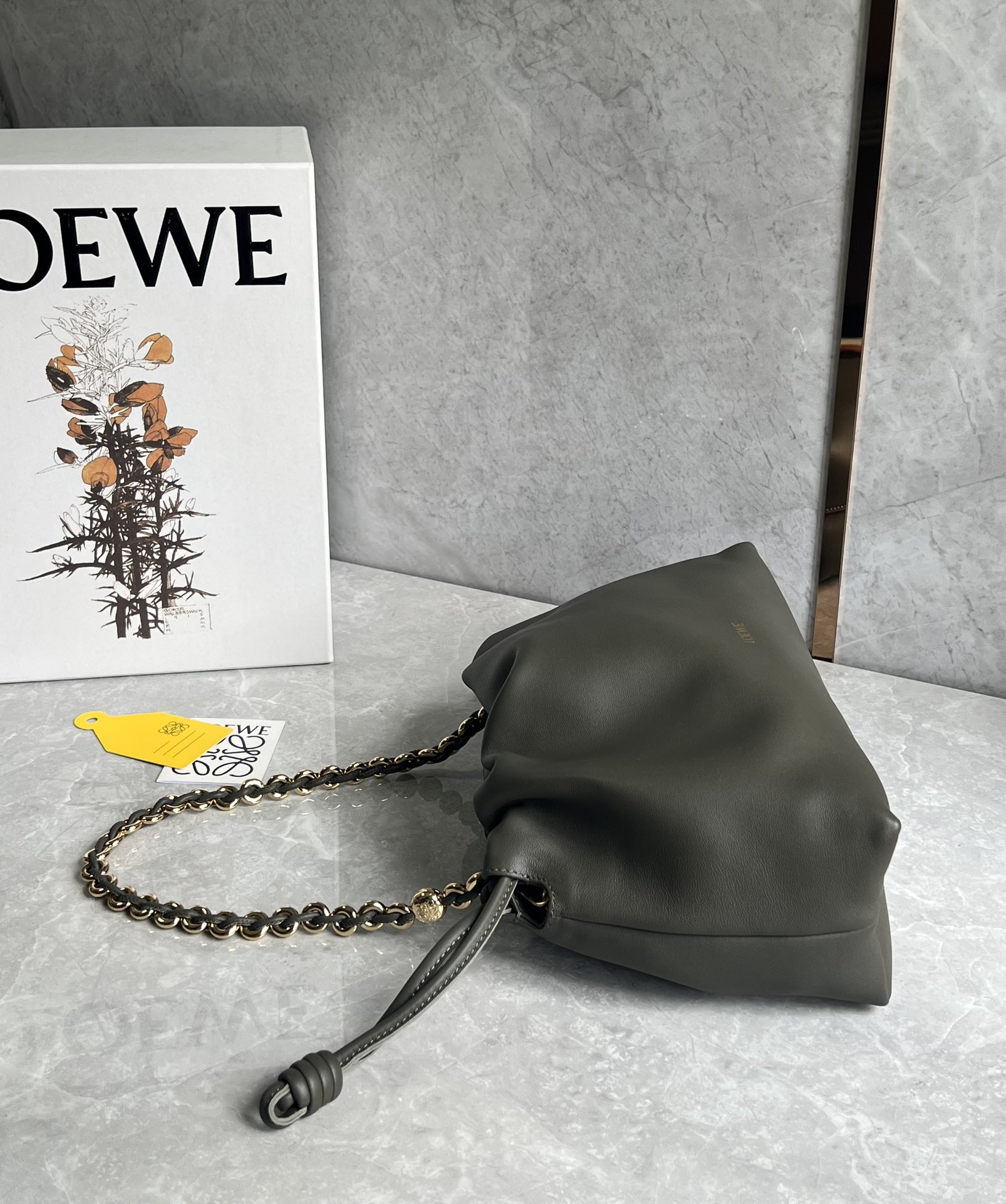 Loewe Medium Flamenco Purse in Mellow Nappa Lambskin Black Grey